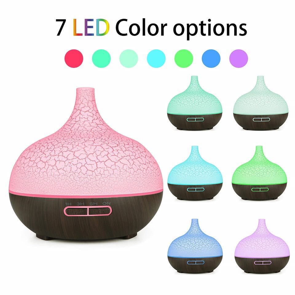 Ultrasonic Wood-Grain Color-Changing Humidifier & Aromatherapy Diffuser (Large Onion Style) – Suitable for Home, Office, and Bedroom