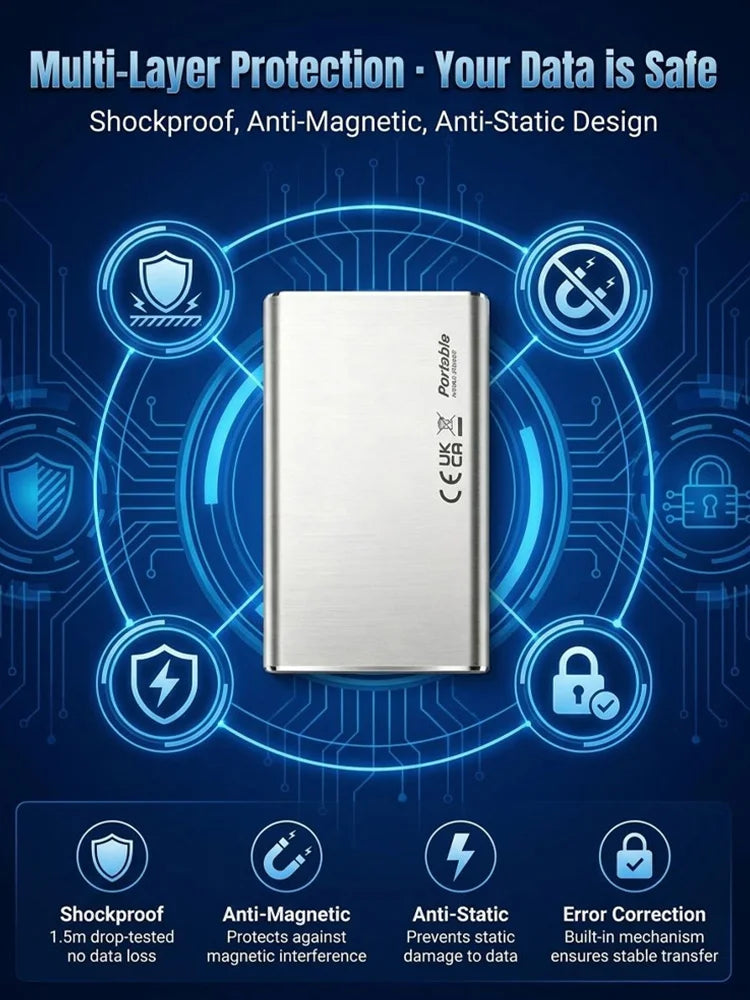 🚀 32TB IN YOUR POCKET — MOVE MASSIVE FILES AT UP TO 4000MB/s! ⚡ The Ultra-High-Capacity Portable SSD Built to Crush Storage Anxiety — Blazing-Fast Transfers, Rugged Metal Protection and Enough Space to Carry Your Digital World Anywhere. 🔒💼