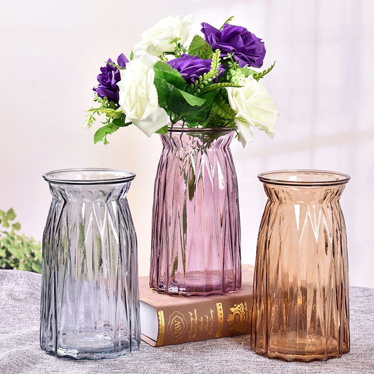 Glass Vase for Floral Arrangements – Home Decor Ornament for Living Room (Suitable for Dried Flowers, Lucky Bamboo, or Hydroponics) – Trendy Style