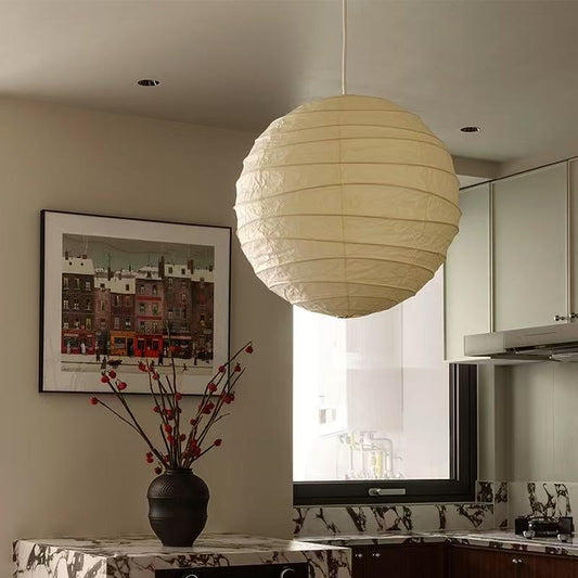 Lampiony papierowe w stylu Isamu Noguchiego — japońskie oświetlenie w estetyce Wabi-Sabi do sypialni, jadalni, salonów, pensjonatów, butików odzieżowych i wystroju wnętrz (lampy wiszące i lampiony)