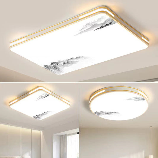 Nowość 2024: Sufitowa lampa LED do salonu — popularna, nowoczesna i minimalistyczna oprawa; duża, prostokątna lampa główna.