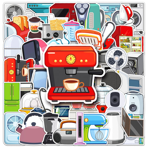 50-Piece Set of Creative Cartoon Doodle Stickers for Home Appliances – Unique Decorative Decals for Water Bottles, Phone Cases, and Refrigerators